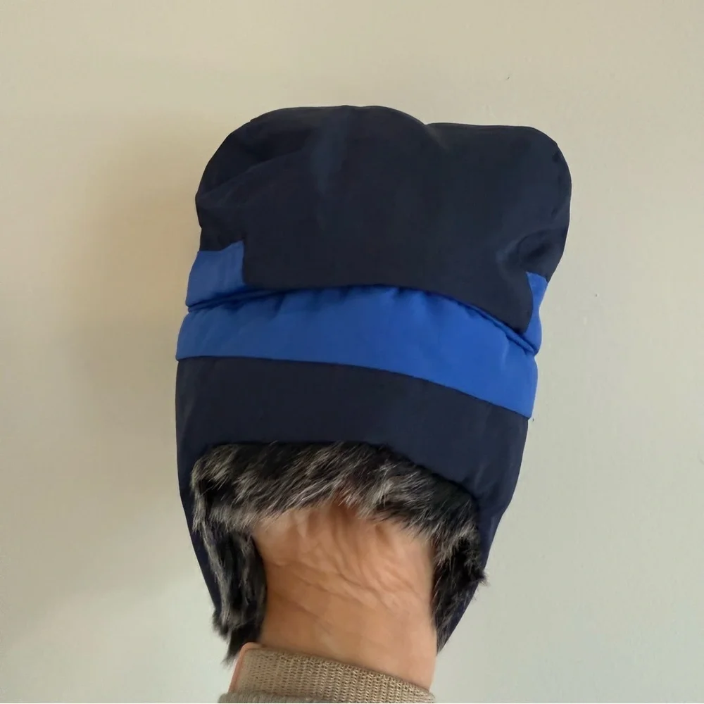 Kids Navy and Black Fur-Lined Hat